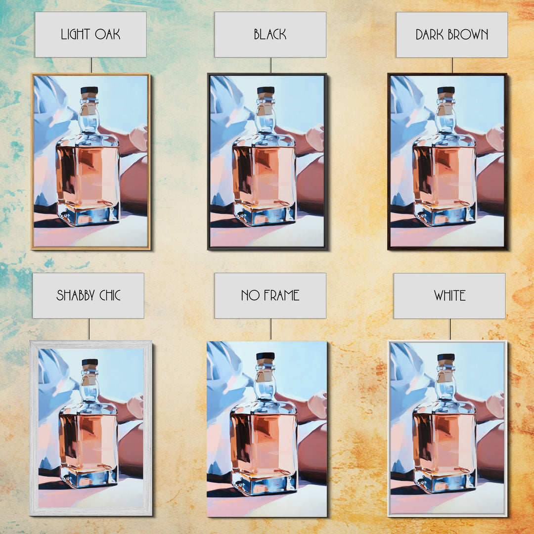 Whiskey Bottle, Elegant Drink, Modern Still Life, Minimalist Art, Sophisticated Decor, Bar Wall Art, Contemporary Painting, Canvas Print