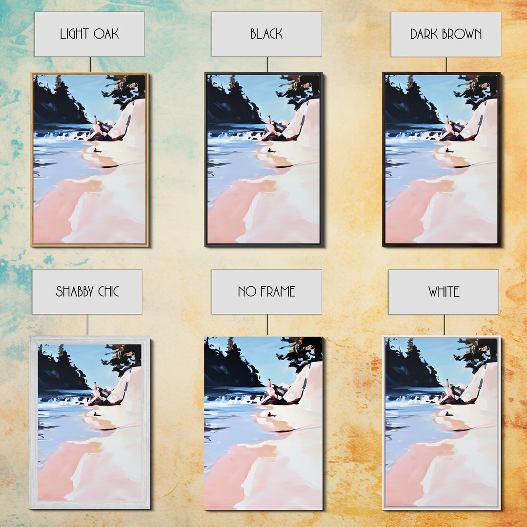 Coastal Escape, Beach Serenity, Soft Ocean Art, Tranquil Nature Scene, Summer Home Decor, Relaxing Wall Art, Framed Canvas Print