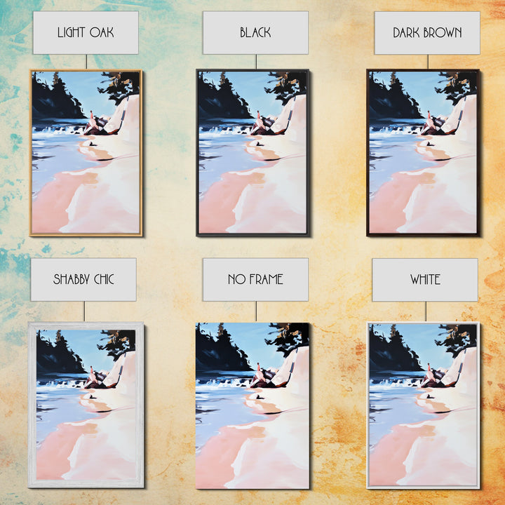 Coastal Escape, Beach Serenity, Soft Ocean Art, Tranquil Nature Scene, Summer Home Decor, Relaxing Wall Art, Framed Canvas Print