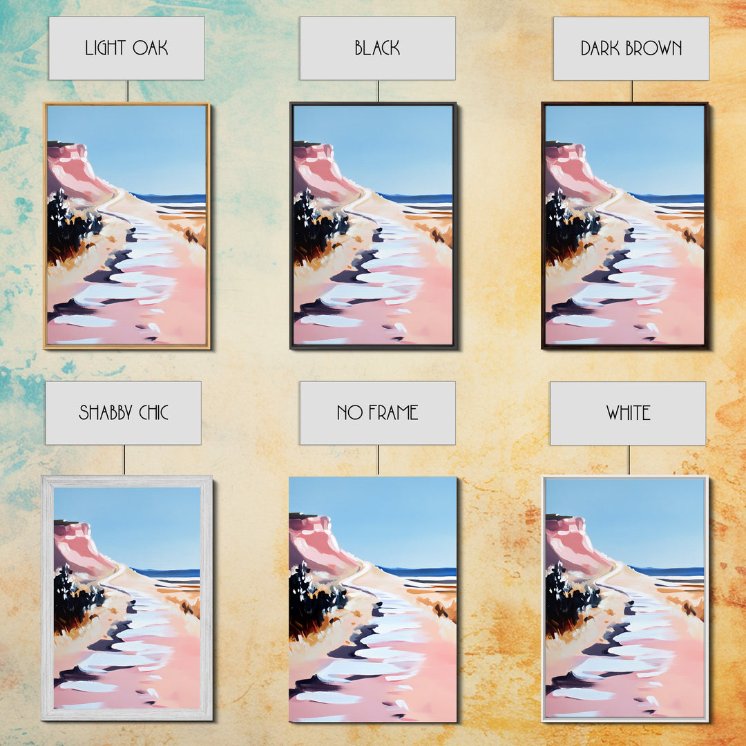Coastal Path, Scenic Ocean Trail, Seaside Cliffs Art, Framed Canvas Print, Nautical Wall Decor, Beach House Aesthetic Artwork