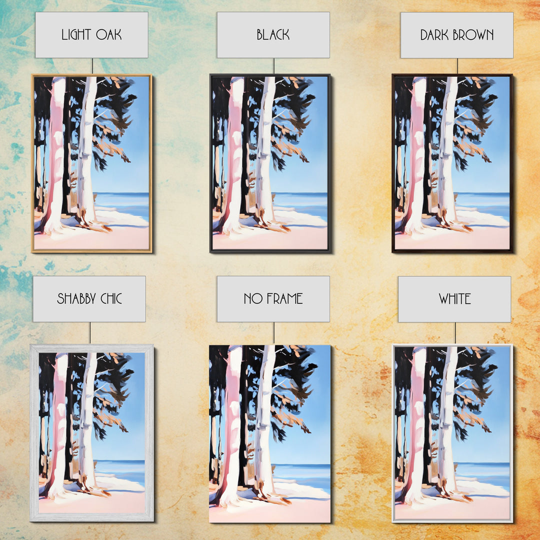 Birch Trees, Lakeside Forest Art, Nature Landscape Print, Framed Canvas Print, Rustic Cabin Decor, Modern Minimalist Wall Art