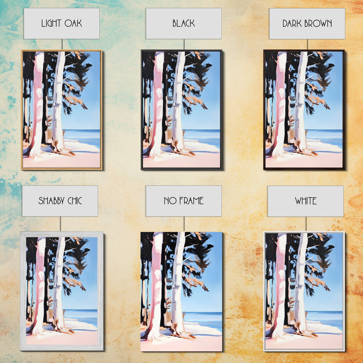 Birch Trees, Lakeside Forest Art, Nature Landscape Print, Framed Canvas Print, Rustic Cabin Decor, Modern Minimalist Wall Art