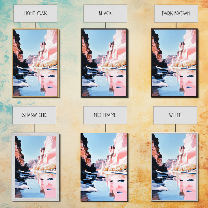 Canyon River, Reflection, Rocks, Framed Canvas Print, Nature Wall Art, Western Decor, Living Room Art, Minimalist Landscape, Boho Art