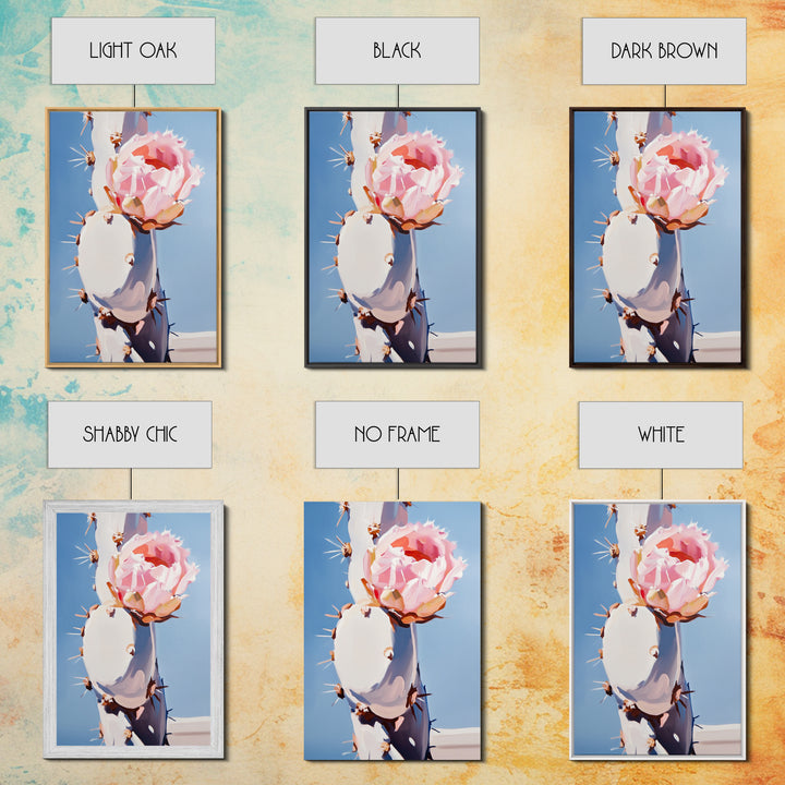 Cactus, Blooming Flower, Desert, Framed Canvas Print, Southwest Wall Art, Boho Aesthetic, Nature Decor, Botanical Art, Bedroom Art