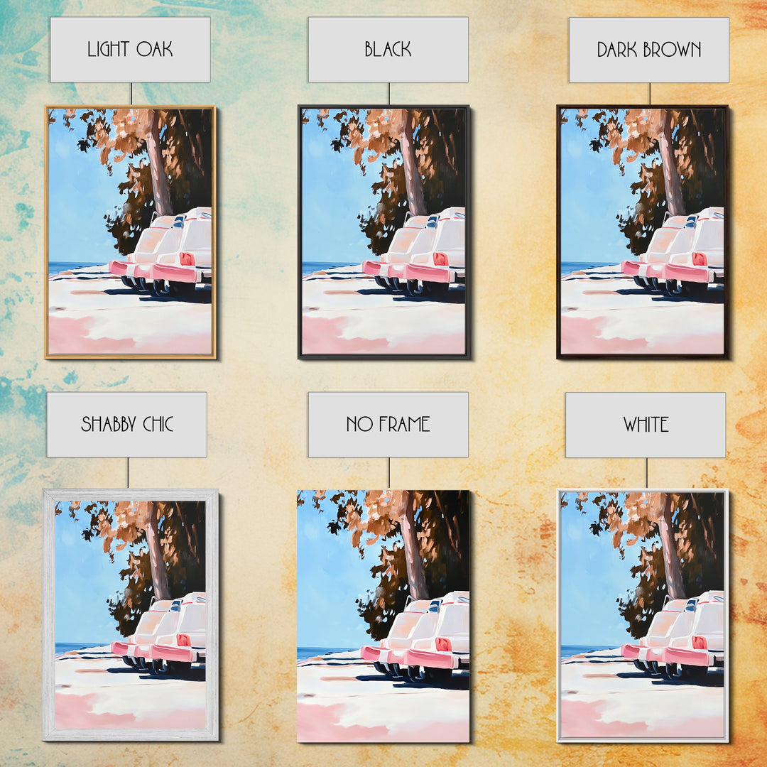 Cliffs and Water, Nature Wall Art, Minimalist Landscape, Coastal Home Decor, Blue and Pink Art, Framed Canvas Print, Office Wall Decor