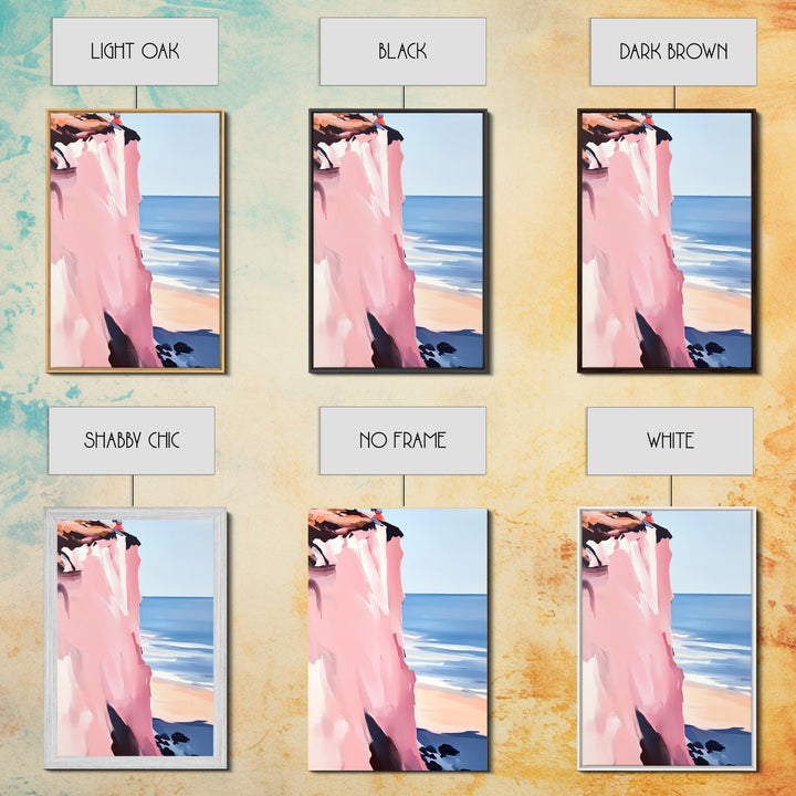 Cliffside Ocean Art, Coastal Landscape Painting, Serene Seaside Decor, Beach House Print, Framed Canvas Print, Living Room Wall Art