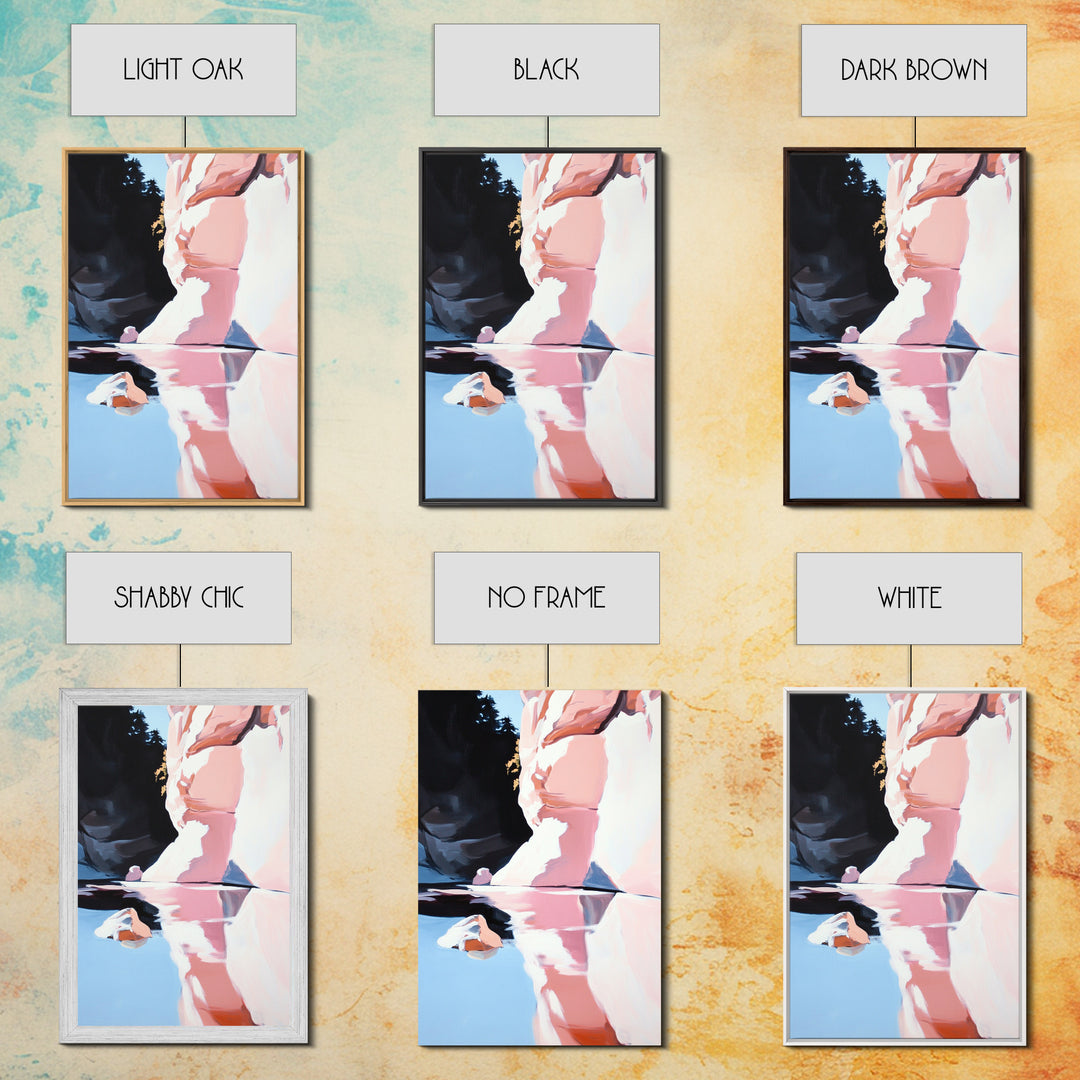 Canyon Reflection Art, Abstract Landscape Painting, Earthy Modern Decor,Nature Wall Print, Framed Canvas Print, Living Room Wall Art