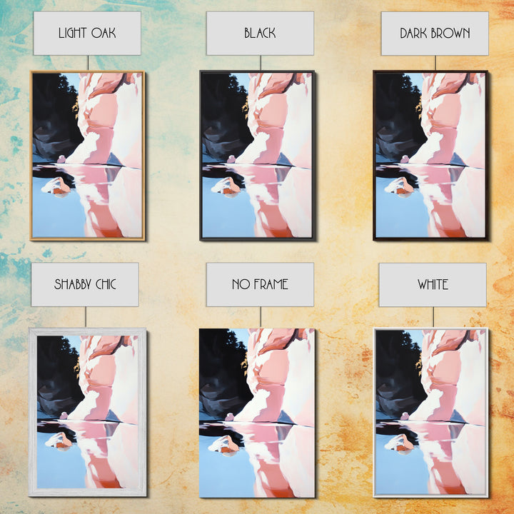 Canyon Reflection Art, Abstract Landscape Painting, Earthy Modern Decor,Nature Wall Print, Framed Canvas Print, Living Room Wall Art