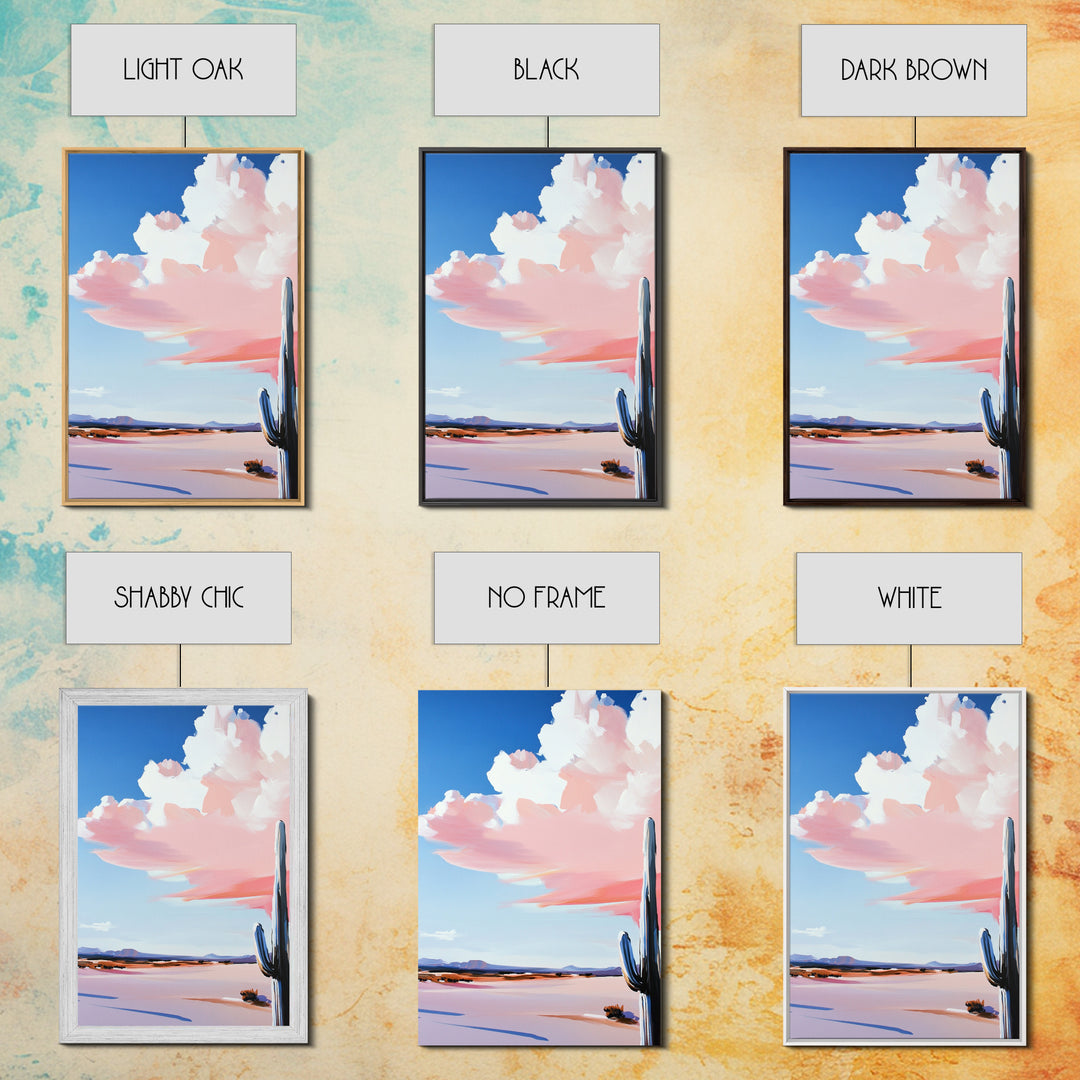 Desert Cactus Art, Southwestern Landscape Painting, Warm Boho Decor, Modern Nature Print, Framed Canvas Print, Living Room Wall Art