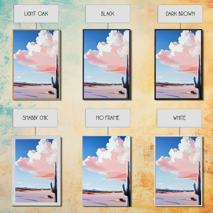 Desert Cactus Art, Southwestern Landscape Painting, Warm Boho Decor, Modern Nature Print, Framed Canvas Print, Living Room Wall Art