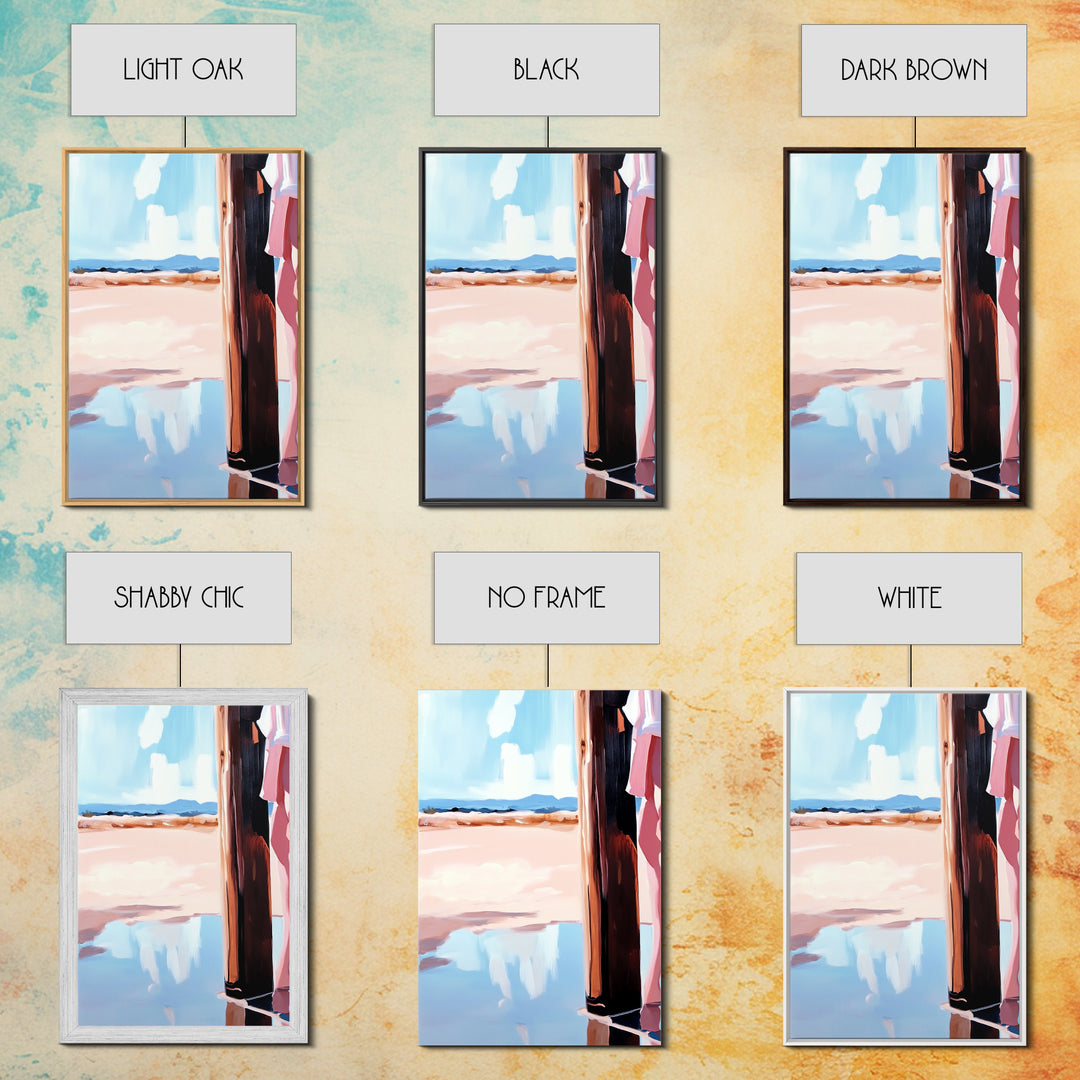 Coastal Fashion Art, Feminine Beach Scene, Pastel Summer Painting, Minimalist Boho Decor, Framed Canvas Print, Bedroom Wall Art