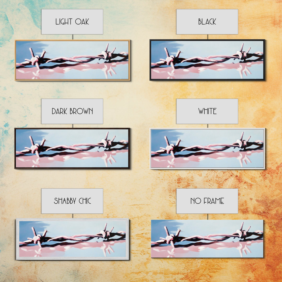 Barbed Wire, Abstract Fence, Rustic Wall Art, Framed Canvas Print, Minimalist Country Decor, Industrial Farmhouse, Western Artwork