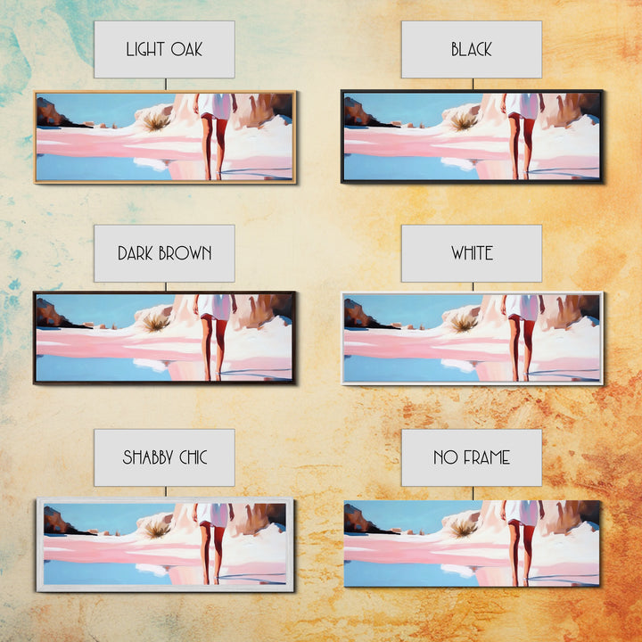 Desert Mirage, Ethereal Landscape, Sunlit Horizon, Framed Canvas Print, Pastel Canyon Scene, Boho Wall Decor, Minimalist Western Art