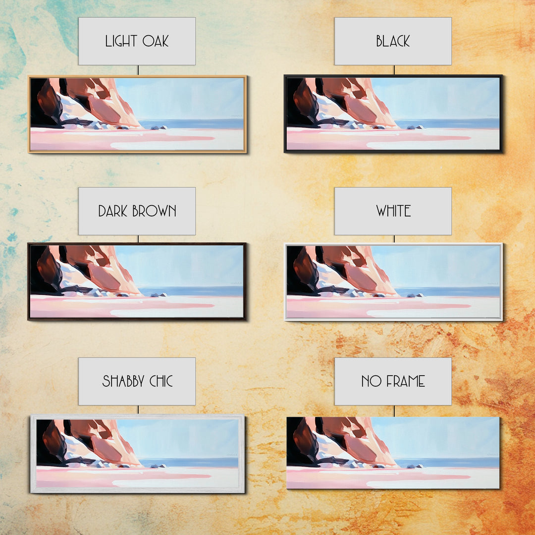 Cliffside View, Blue Sea, Framed Canvas Print, Coastal Landscape, Minimalist Art, Nature Wall Art, Boho Home Decor, Summer Aesthetic