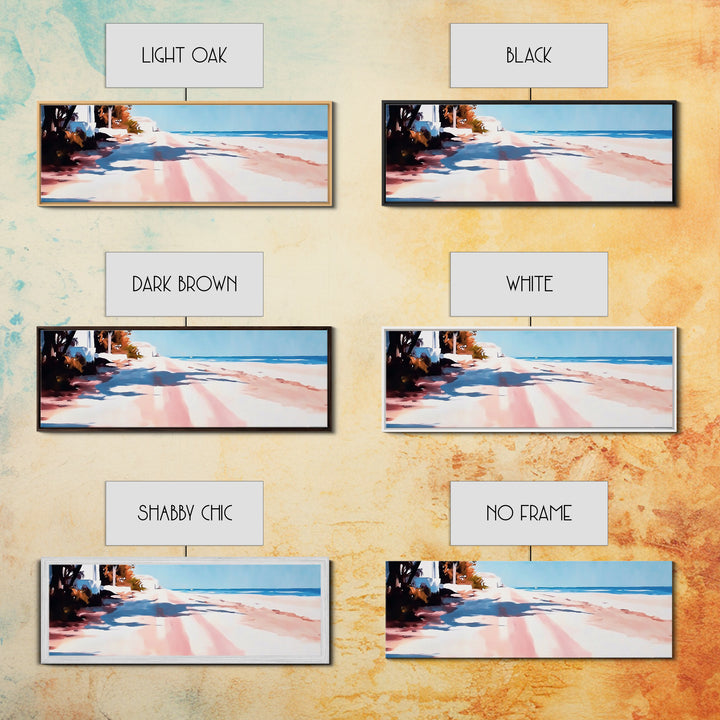 Coastal Path, Serene Seascape, Tropical Getaway, Warm Beach Scene, Canvas Print, Living Room Wall Art, Modern Coastal Decor