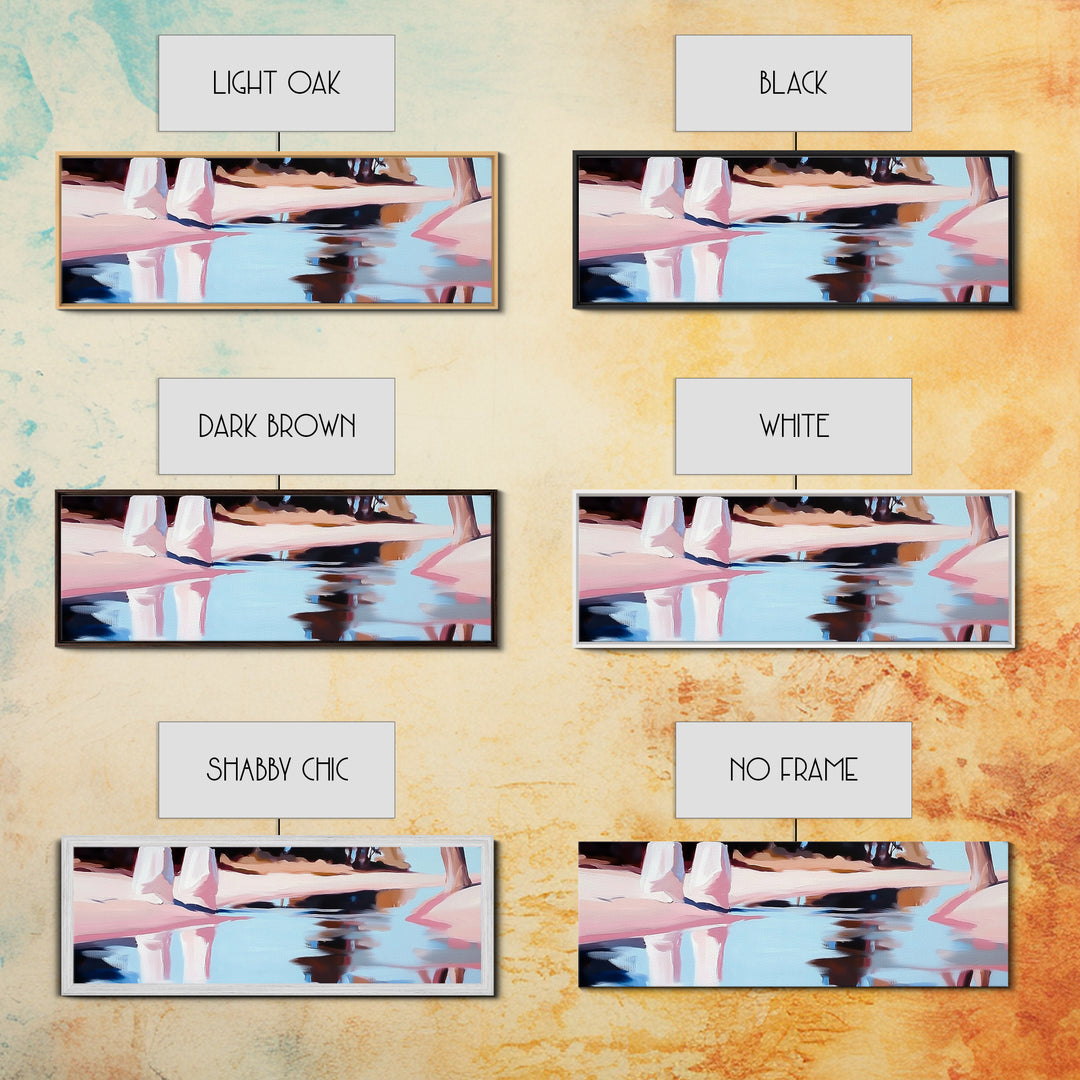 Riverbank, Water Reflections, Tranquil Scene, Framed Canvas Print, Serene Wall Art, Zen Home Decor, Neutral Landscape, Modern