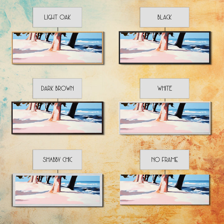 Coastal Trees, Beach Landscape, Ocean View, Framed Canvas Print, Modern Wall Art, Minimalist Decor, Living Room Art, Tropical Artwork