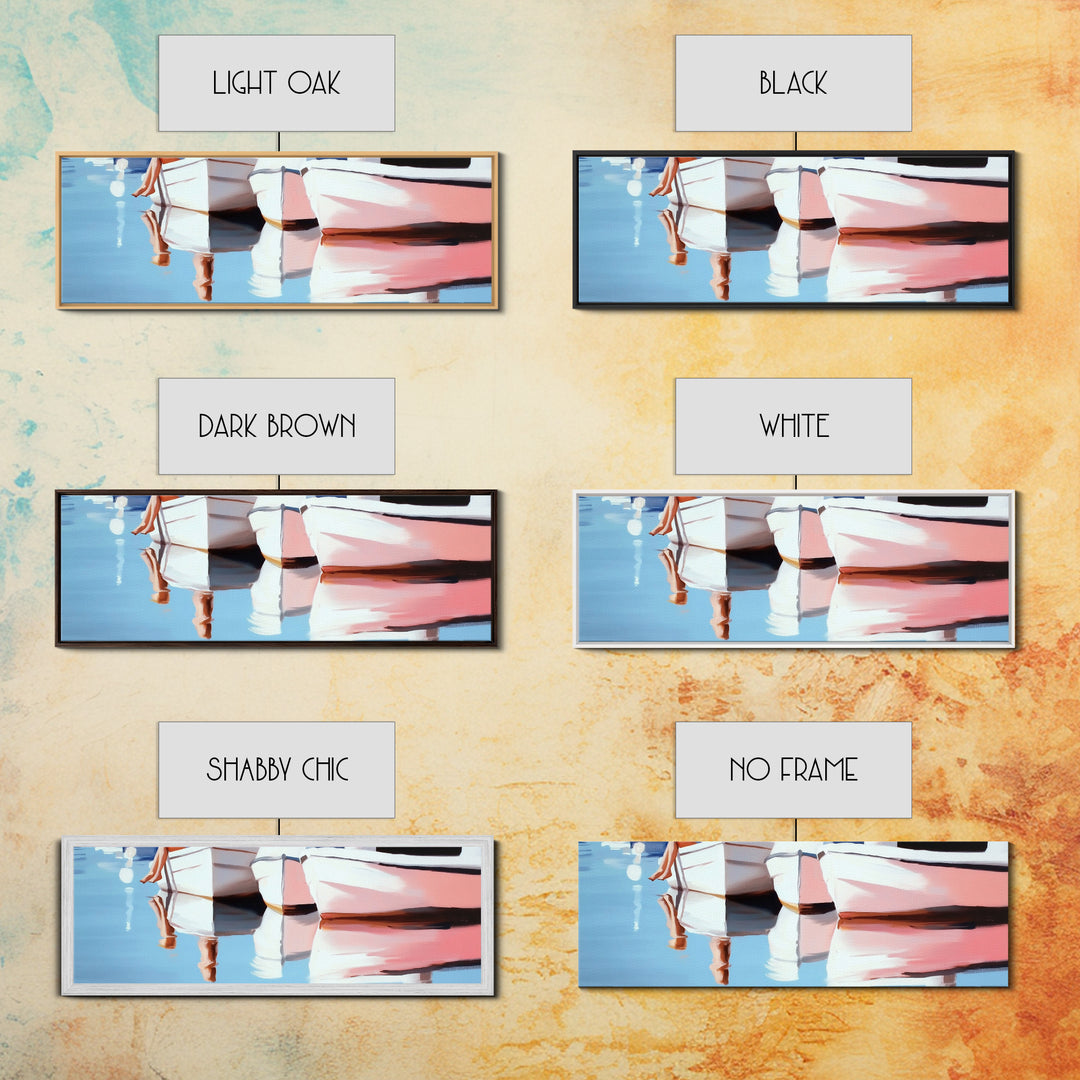 Boats, Reflection, Soft Pastel Aesthetic, Canvas Print, Nautical Wall Art, Minimalist Home Decor, Living Room Accent, Calm Coastal Scene