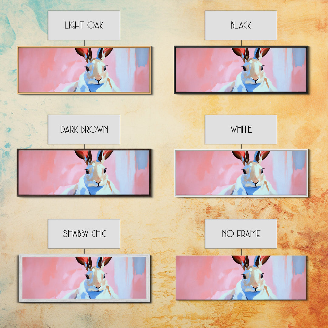 Bunny Portrait, Cute Animal Art, Soft Pastel Aesthetic, Whimsical Home Decor, Nursery Design, Easter Wall Decor, Framed Canvas Print