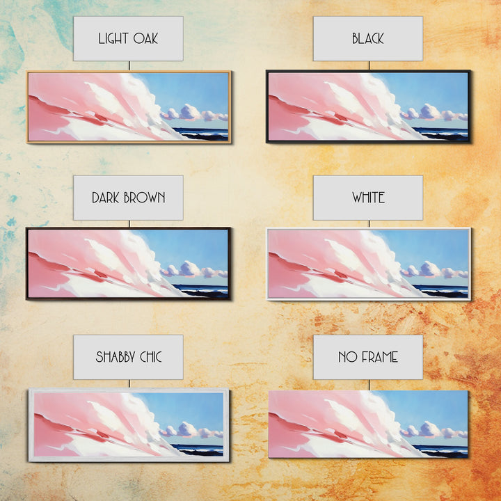 Rolling Waves, Soft Pastel, Modern Coastal Art, Minimalist Ocean Print, Blue and Pink Decor, Relaxing Beach Scene, Canvas Print