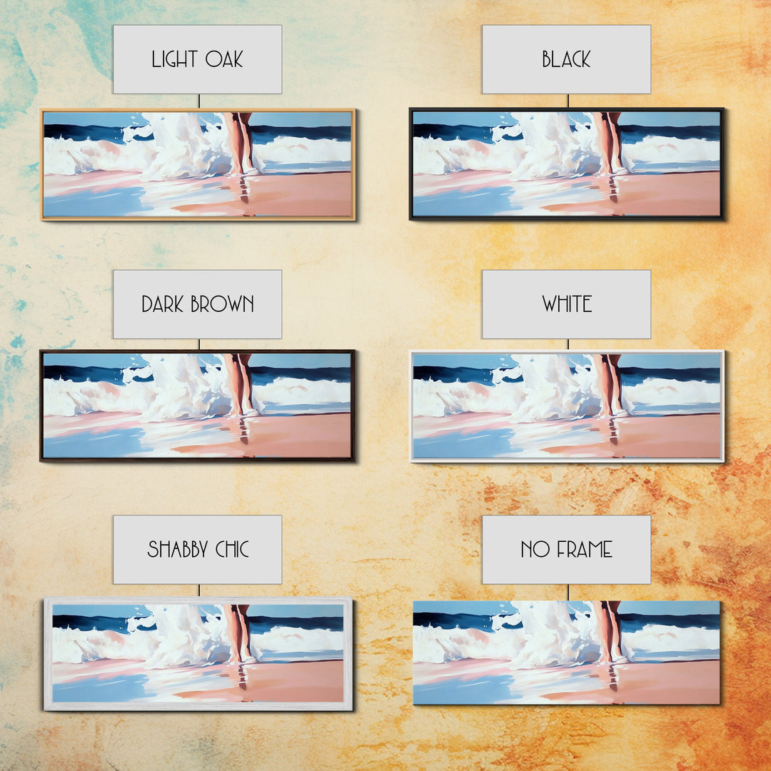 Beach Reflection, Seascape Art, Framed Canvas Print, Coastal Wall Art, Nautical Home Decor, Minimalist Water Painting, Bathroom Art