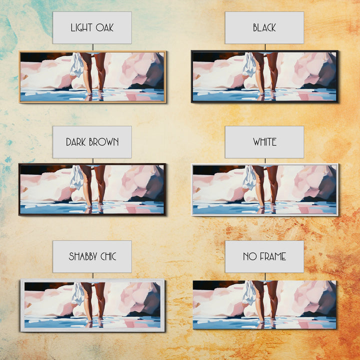 Beach Reflection, Coastal Art, Bedroom Wall Art, Framed Canvas Print, Soft Pastel Tones, Modern Painting, Boho Beach Aesthetic