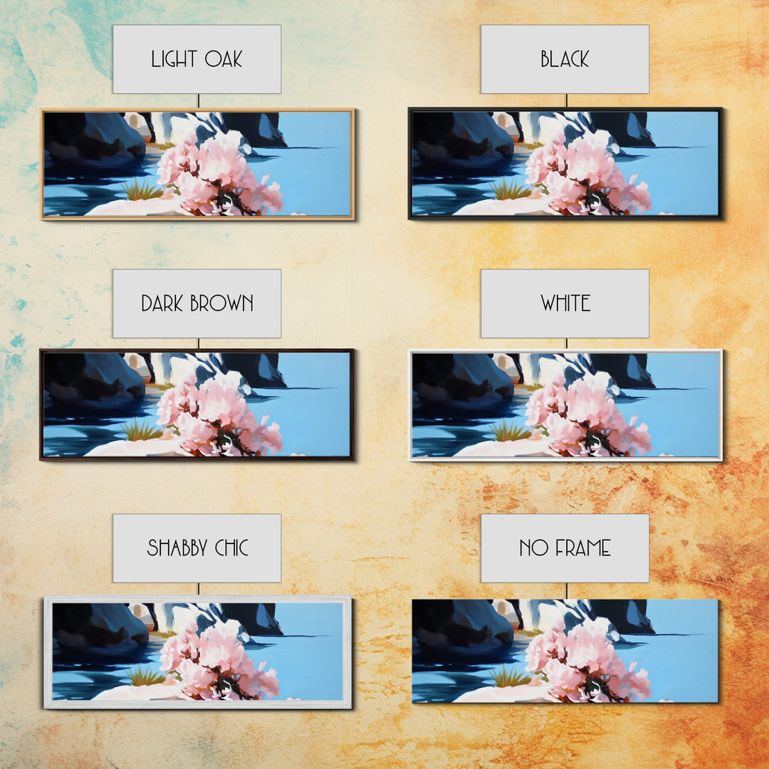 Blossoming Coast, Floral Wall Art, Living Room Decor, Canvas Print, Nature-Inspired Artwork, Coastal Aesthetic, Spring Botanical Art