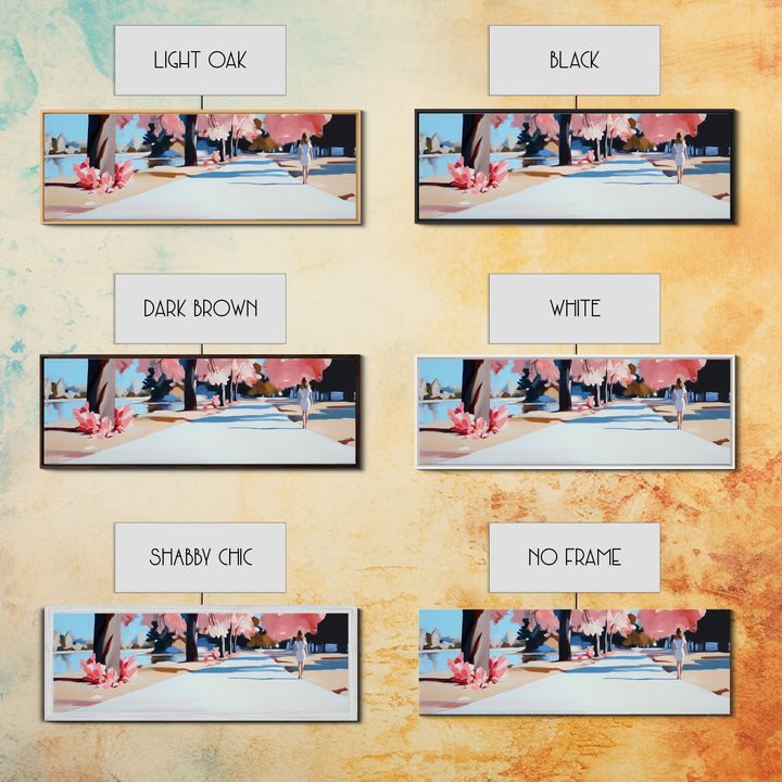 Cherry Blossom Path, Romantic Walkway, Springtime Art, Canvas Print, Soft Floral Wall Art, Dreamy Pastel Tones, Bedroom Decor