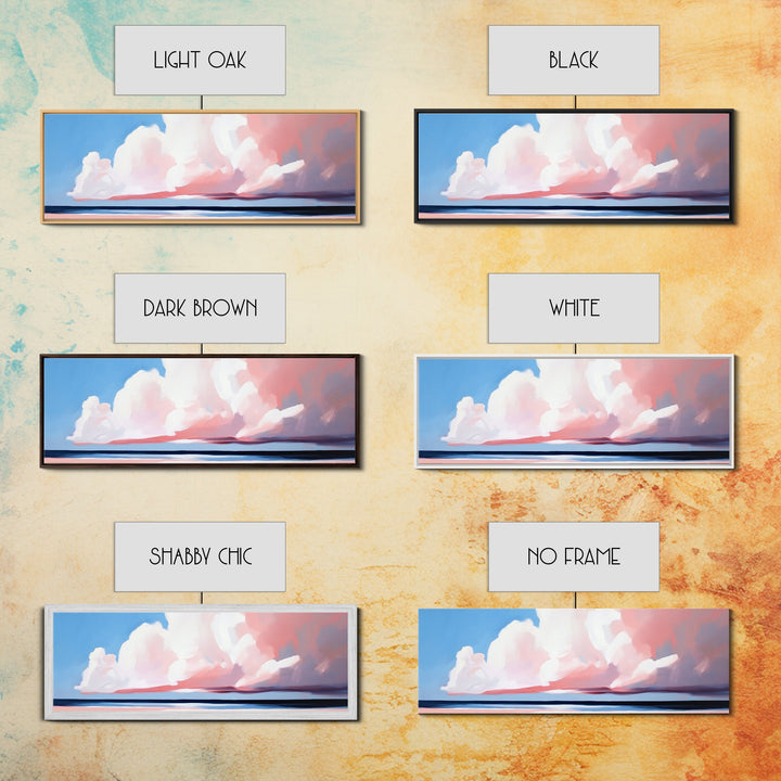 Cloudy Horizon, Sunset Beach, Pastel Sky, Canvas Print, Modern Seascape, Relaxing Coastal Wall Art, Dreamy Ocean Decor, Minimalist