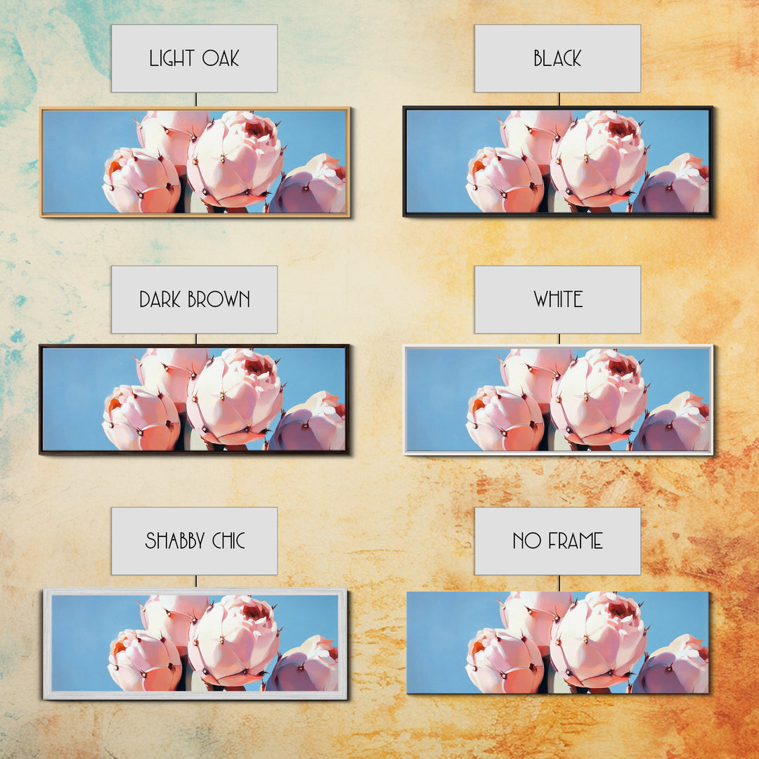 Cactus Flower Art, Desert Boho Decor, Minimalist Nature Painting, Southwest Framed Canvas Print, Rustic Wall Art, Earthy Home Aesthetic