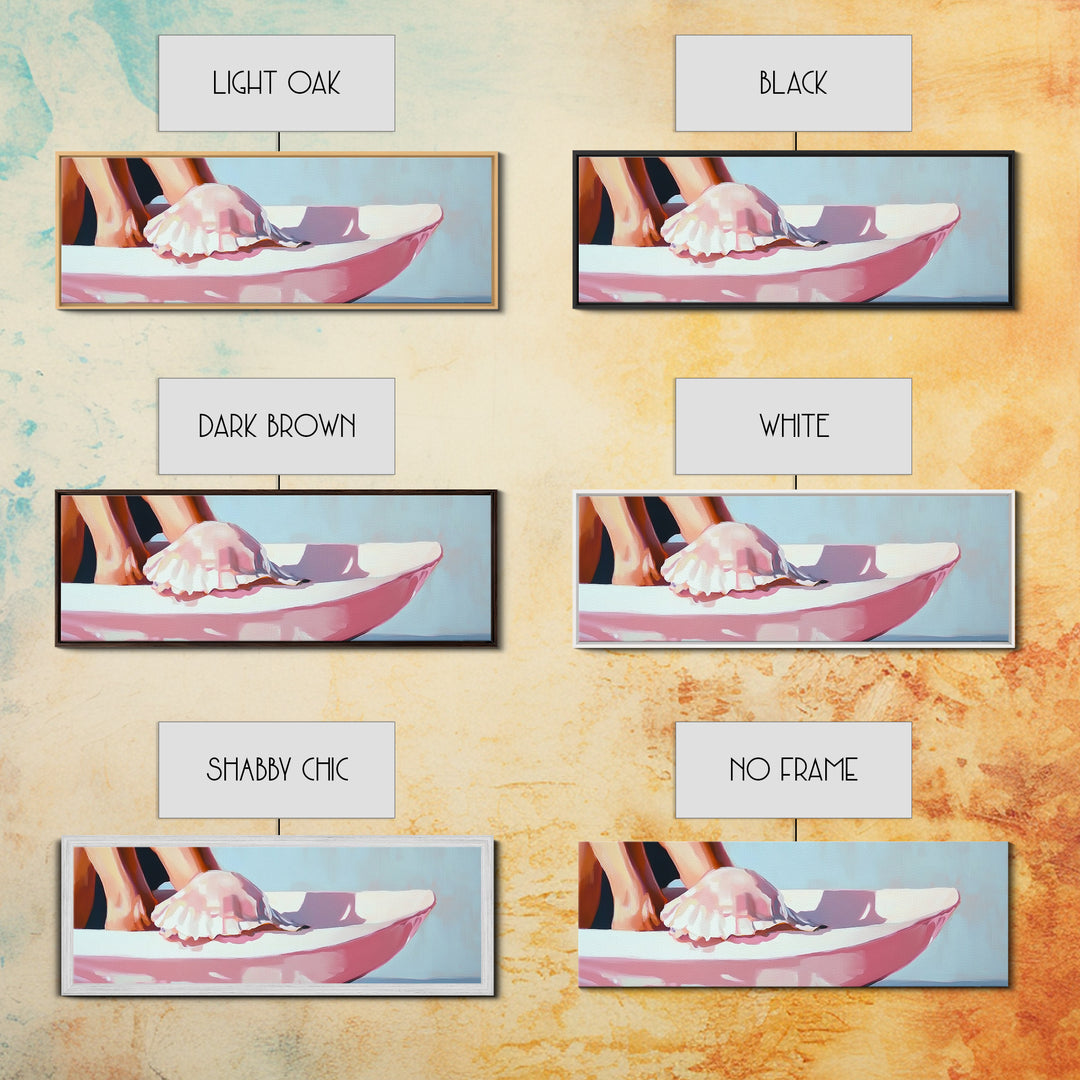 Beach Shell, Coastal Decor, Modern Art, Framed Canvas Print, Pastel Beach Wall Art, Minimalist Ocean Art, Nautical Art, Summer Vibes