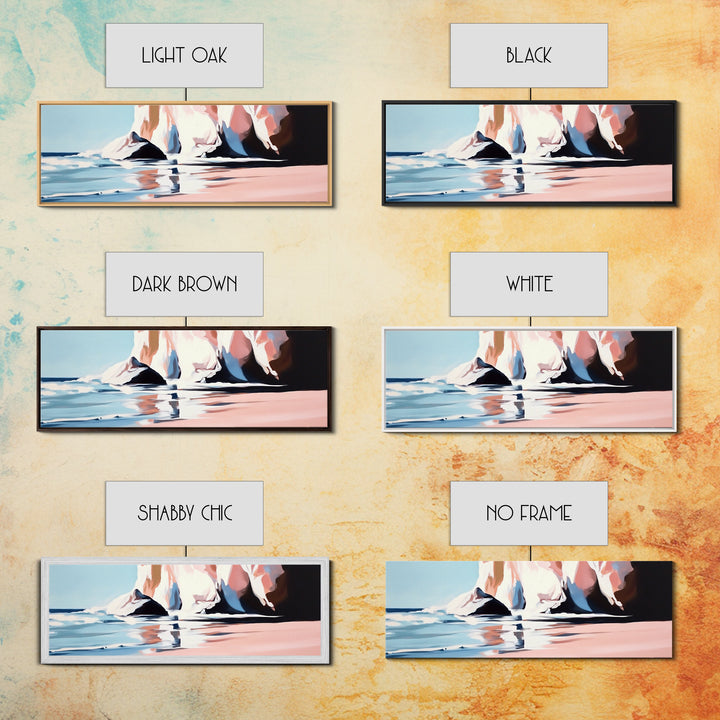 Cliffside Waves, Ocean Reflection, Seaside Landscape, Coastal Art, Beach House Wall Decor, Nautical Print, Framed Canvas Print