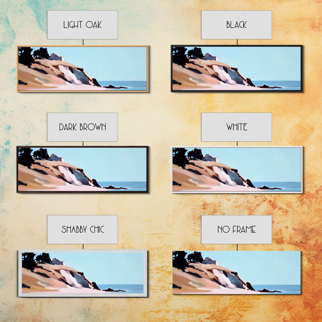 Coastal Cliff, Beach Landscape, Ocean View, Tranquil Seaside, Framed Canvas Print, Living Room Wall Art, Nautical Home Decor