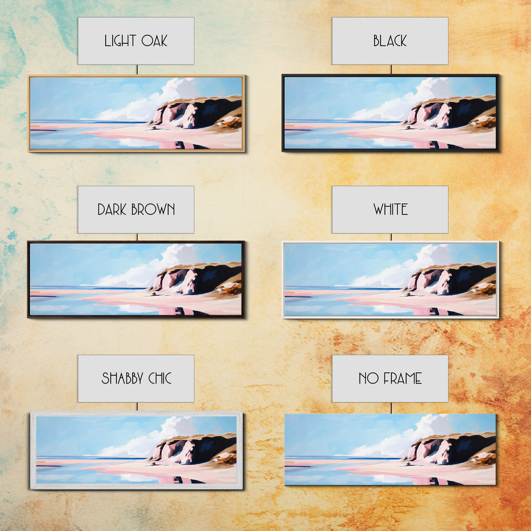 Coastal Landscape, Beach Wall Art, Ocean Painting, Pastel Seascape, Living Room Decor, Minimalist Art, Framed Canvas Print