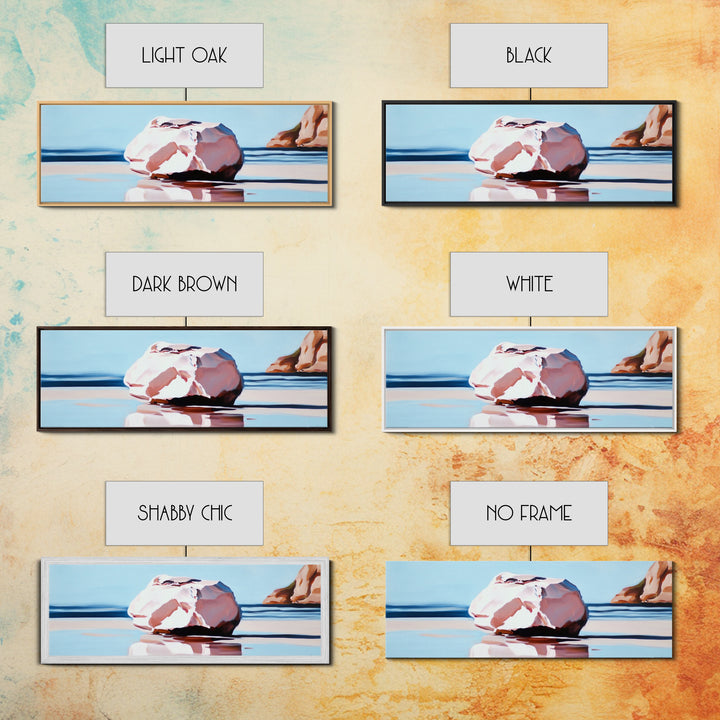 Beach Rock, Coastal Scene, Serene Landscape, Framed Canvas Print, Minimalist Wall Art, Modern Decor, Ocean Wall Art, Office Art