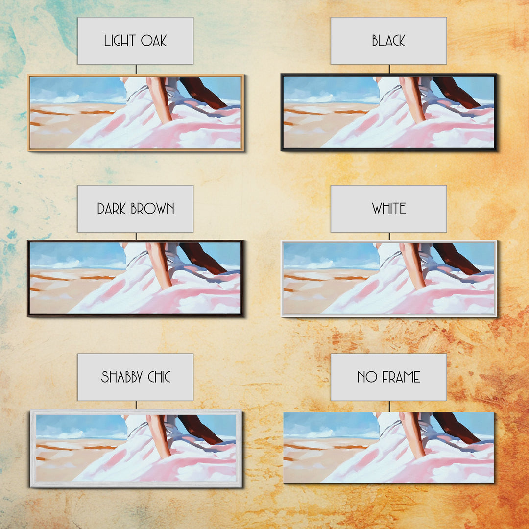 Desert Dress, Sunset Art, Pastel Landscape, Framed Canvas Print, Soft Aesthetic, Minimalist Wall Art, Elegant Home Decor, Bedroom Art