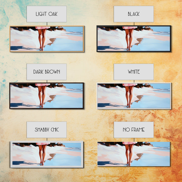 Romantic Reflection, Sand and Sea, Dreamy Pastels, Framed Canvas Print, Coastal Art, Beach House Decor, Serene Aesthetic Painting