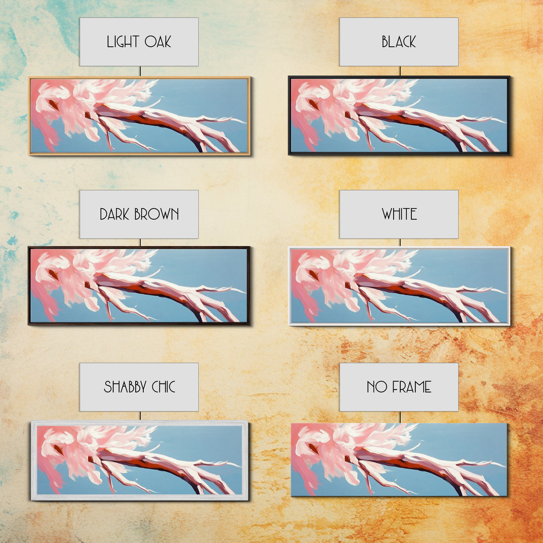 Blossoming Driftwood, Abstract Tree, Whimsical Nature, Framed Canvas Print, Bedroom Wall Art, Soft Pastel Decor, Contemporary Artwork