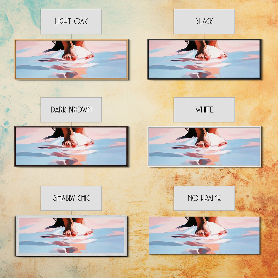 Barefoot Reflection, Beach Wall Art, Ocean Painting, Minimalist Coastal Decor, Modern Seascape, Framed Canvas Print, Boho Home Aesthetic