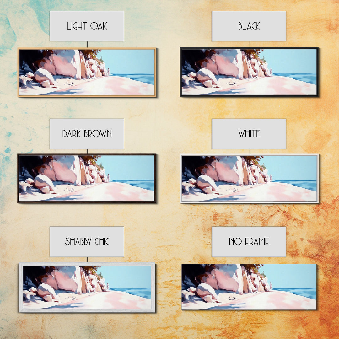 Cliffside Walk, Coastal Landscape Art, Peaceful Beach Scene, Nature Painting, Seaside Decor, Framed Canvas Print, Living Room Wall Art