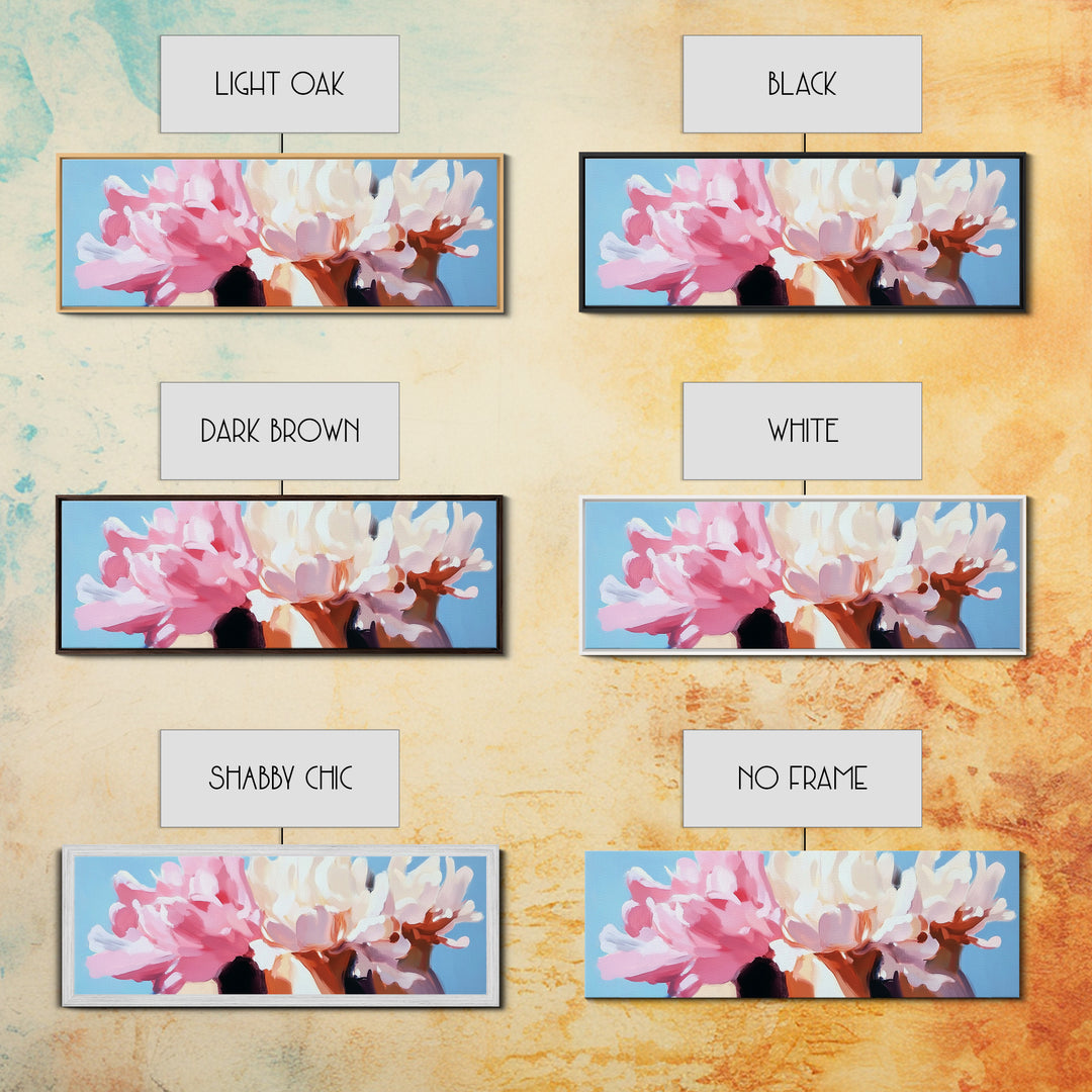 Blooming Peonies, Soft Floral Art, Pastel Wall Decor, Framed Canvas Print, Romantic Aesthetic, Bedroom Wall Art, Feminine Style