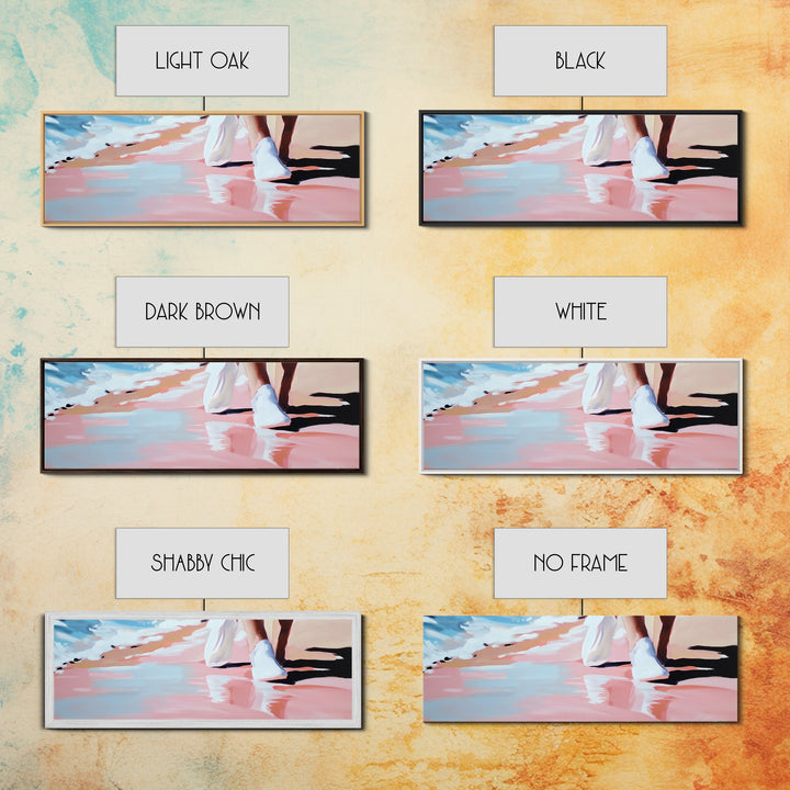 Beach Walk, Coastal Serenity, Minimalist Seaside Decor, Framed Canvas Print, Ocean Aesthetic, Relaxing Artwork, Living Room Wall Art