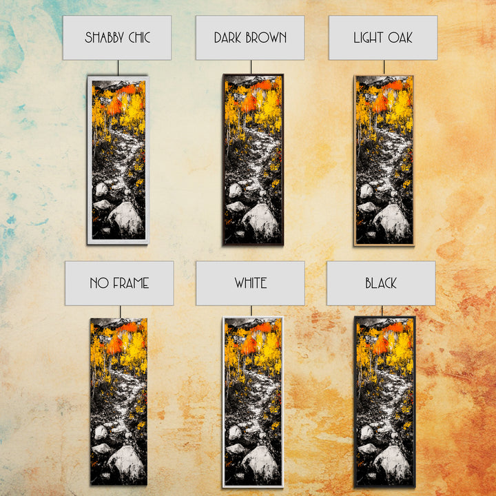 Autumn Forest, Golden Trees, River Path, Framed Canvas Print, Fall Landscape Art, Rustic Wall Decor, Cabin Art, Living Room Wall Art