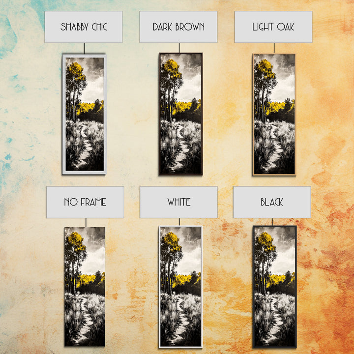 Autumn Trail, Golden Trees, Rustic Nature, Framed Canvas Print, Fall Wall Art, Country Home Decor, Warm Landscape Painting, Bedroom Art