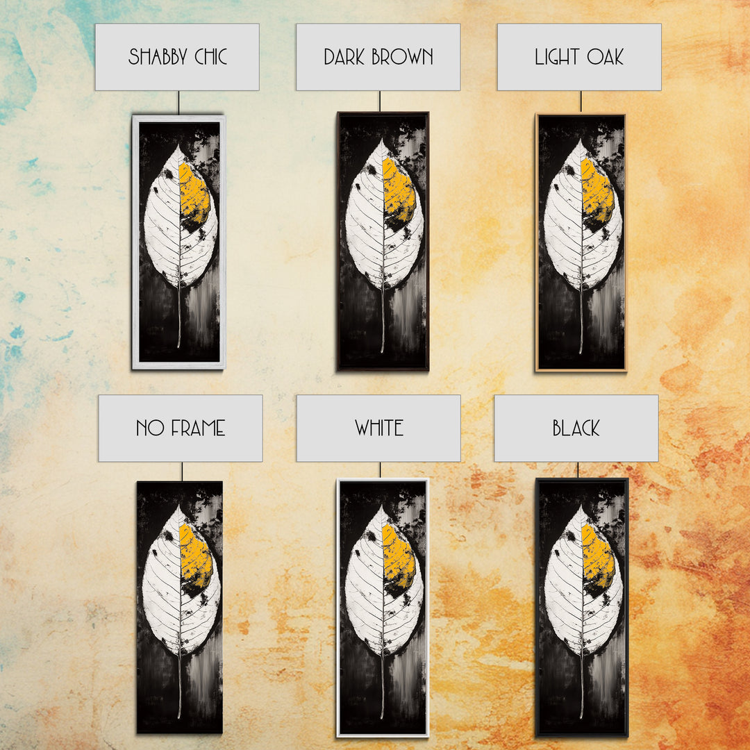 Autumn Leaf, Black and White, Minimalist, Framed Canvas Print, Modern Botanical Art, Monochrome Print, Fall Wall Decor, Cozy Home Art