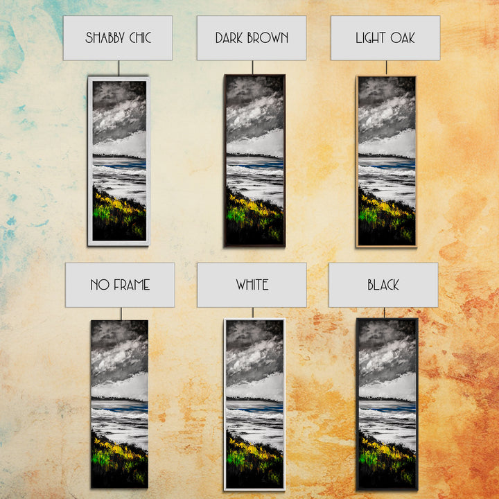 Coastal Horizon, Abstract Seascape Painting, Beach Wall Art, Framed Canvas Print, Office Decor, Ocean Waves Artwork, Living Room Art