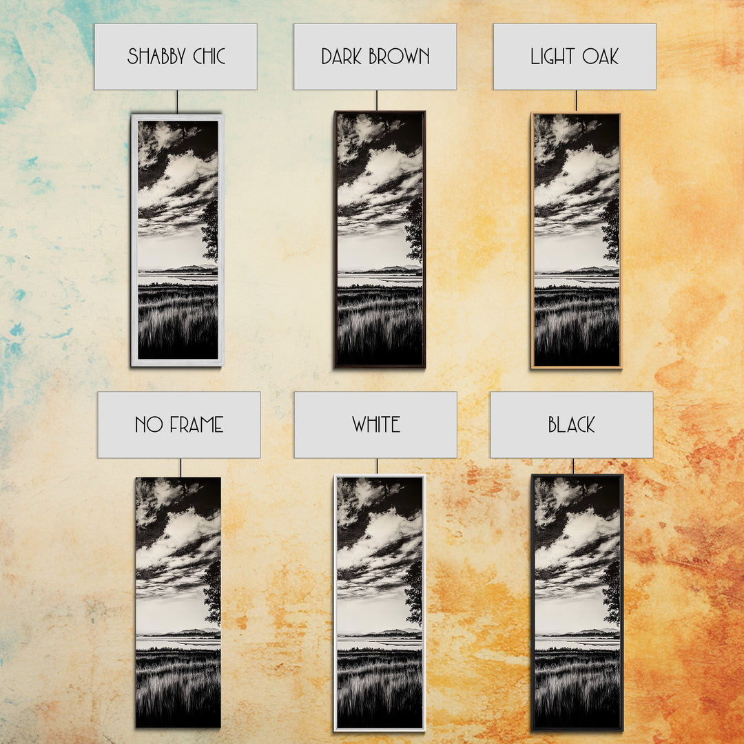 Black White, Misty Marsh, Monochrome Landscape, Minimalist Wall Art, Canvas Print, Modern Home Decor, Living Room Art, Nature Scene