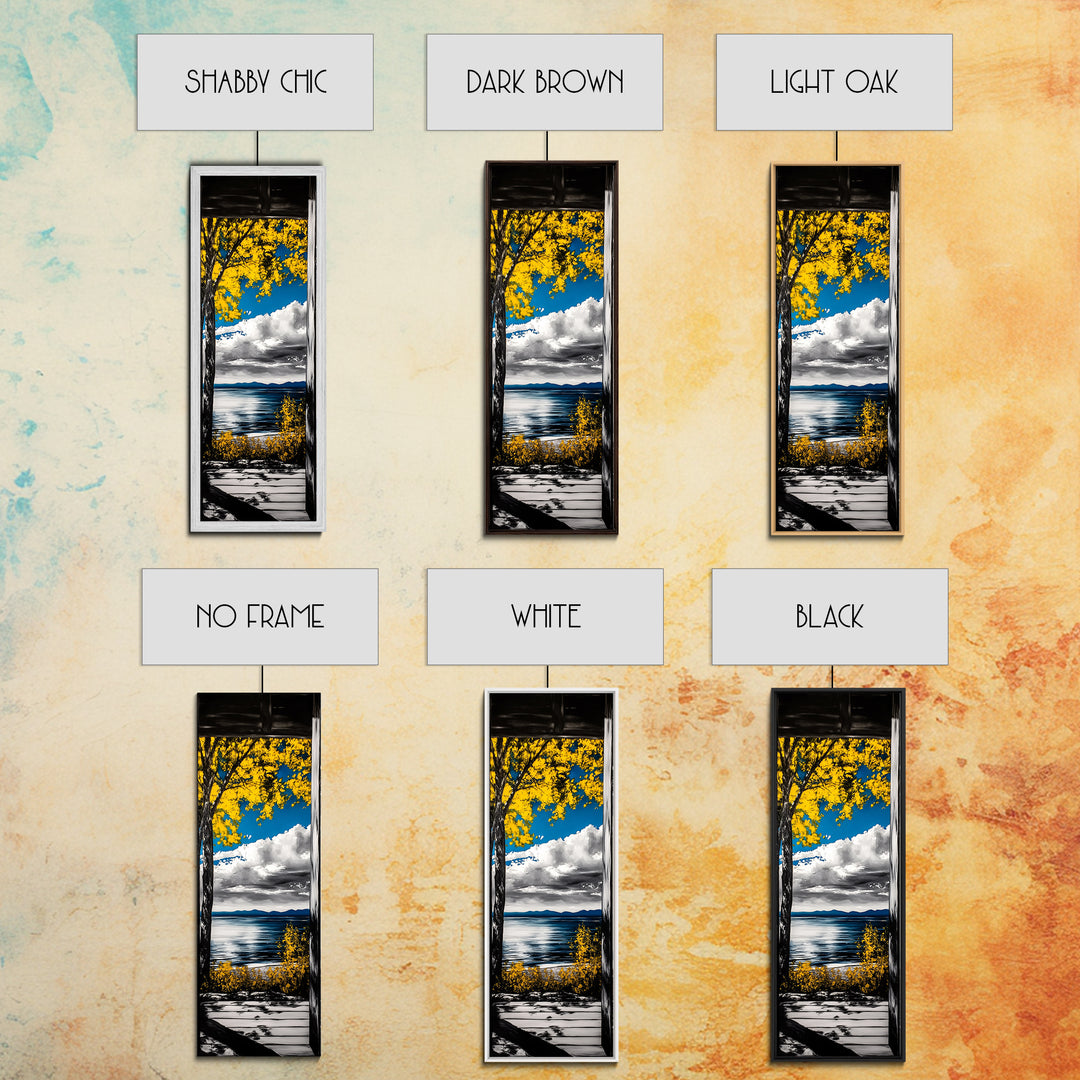 Autumn Lake View, Cabin Wall Art, Rustic Nature Print, Fall Landscape, Framed Canvas Print, Lodge Decor, Warm Tones, Cozy Wall Art