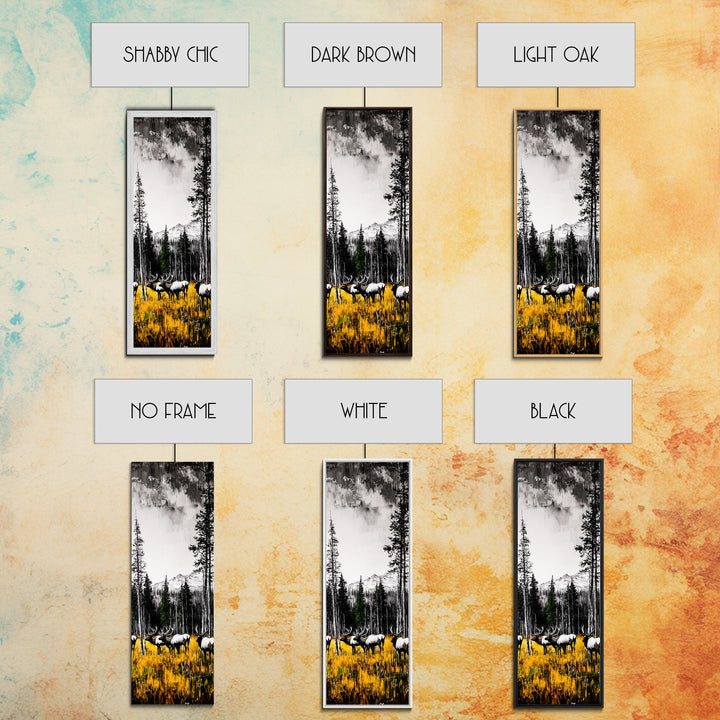 Autumn Elk, Wildlife Painting, Rustic Lodge Decor, Mountain Scene Art, Framed Canvas Print, Cabin Wall Art, Fall Art, Western Decor