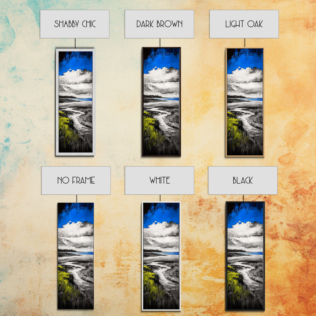 Coastal Marsh, Blue Sky, Canvas Print, Beach House Art, Minimalist Seascape, Ocean Decor, Nature Inspired Artwork, Living Room Art